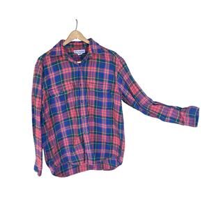 Vintage Banana Republic Flannel Shirt Red Green Plaid Cotton Portugal Medium men